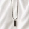 Square Silver Brick Necklace